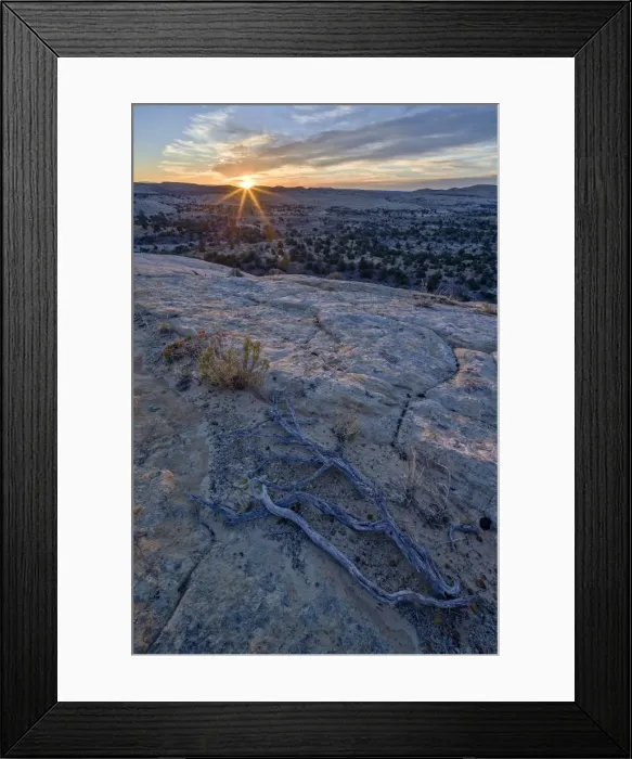 Framed Print : Sunrise from atop a sandstone hill, Grand Staircase-Escalante National Monument, Utah