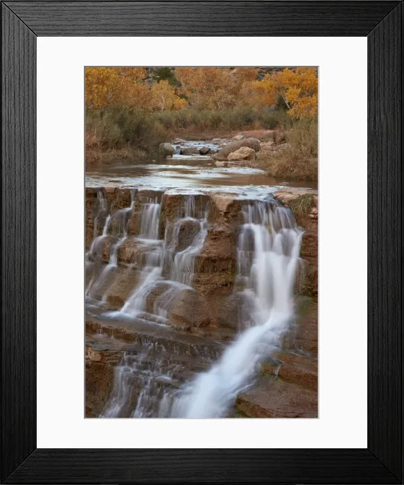 Framed Print : Secret Falls in the fall, Washington County, Utah, United States of America, North Framed Print : Secret Falls in the fall, Washington County, Utah, United States of America, North