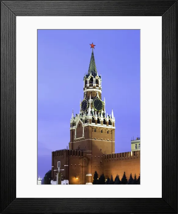 Framed Print : The Kremlin clocktower in Red Square, UNESCO World Heritage Site, Moscow, Russia, Europe