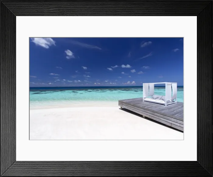 Framed Print : Sofa at the beach in the Maldives, Indian Ocean, Asia Framed Print : Sofa at the beach in the Maldives, Indian Ocean, Asia