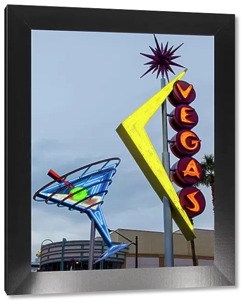 Oscars Neon Martini Glass and Vegas neon signs, Fremont Street, Neon Museum, Las Vegas