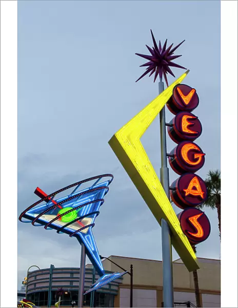 Oscars Neon Martini Glass and Vegas neon signs, Fremont Street, Neon Museum, Las Vegas