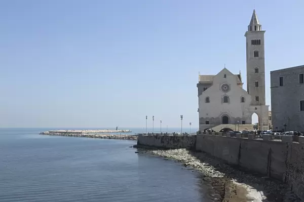 The Adriatic Sea, harbour wall and Cathedral of St. Nicholas the Pilgrim (San Nicola