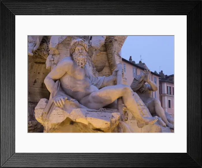 Framed Print : Figure representing the River Ganges on Berninis Fountain of the Four Rivers, Piazza Navona Framed Print : Figure representing the River Ganges on Berninis Fountain of the Four Rivers, Piazza Navona