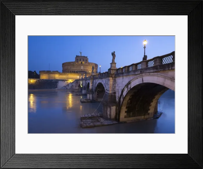 Framed Print : Ponte Sant Angelo on the River Tiber and the Castel Sant Angelo at night, Rome, Lazio Framed Print : Ponte Sant Angelo on the River Tiber and the Castel Sant Angelo at night, Rome, Lazio