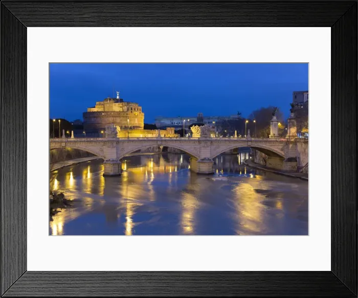 Framed Print : Castel Sant Angelo and Ponte Vittorio Emanuelle II on the River Tiber at night, Rome Framed Print : Castel Sant Angelo and Ponte Vittorio Emanuelle II on the River Tiber at night, Rome