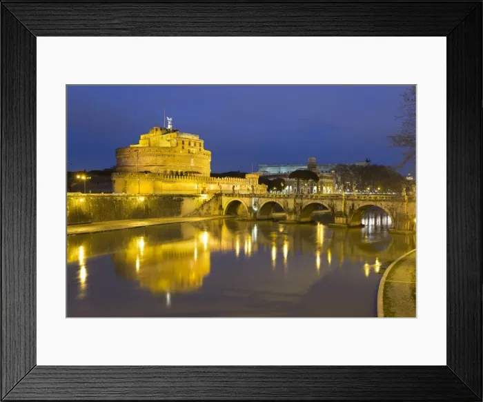 Framed Print : Castel Sant Angelo and Ponte Sant Angelo on the River Tiber at night, Rome, Lazio Framed Print : Castel Sant Angelo and Ponte Sant Angelo on the River Tiber at night, Rome, Lazio