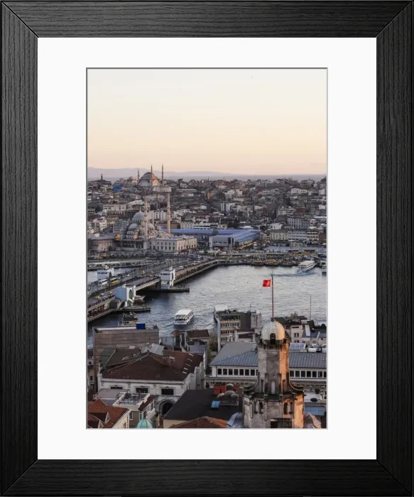 Framed Print : View over Istanbul skyline from The Galata Tower at sunset, Beyoglu, Istanbul, Turkey Framed Print : View over Istanbul skyline from The Galata Tower at sunset, Beyoglu, Istanbul, Turkey