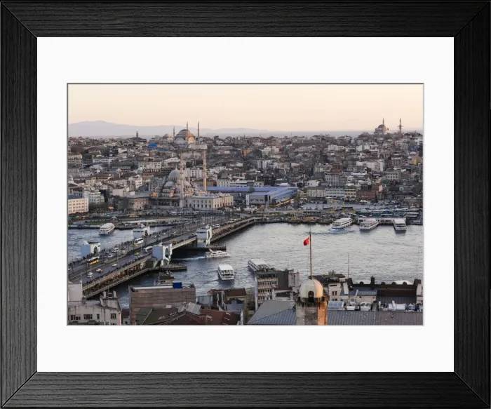 Framed Print : View over Istanbul skyline from The Galata Tower at sunset, Beyoglu, Istanbul, Turkey Framed Print : View over Istanbul skyline from The Galata Tower at sunset, Beyoglu, Istanbul, Turkey