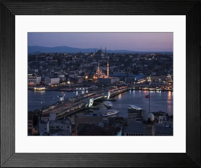 Framed Print : View over Istanbul skyline from The Galata Tower at night, Beyoglu, Istanbul, Turkey Framed Print : View over Istanbul skyline from The Galata Tower at night, Beyoglu, Istanbul, Turkey