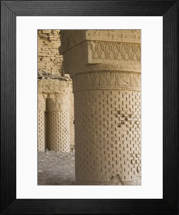 Framed Print : Carved stucco decoration on column, No-Gonbad Mosque (Mosque of Nine Cupolas) also known as Khoja Piada (Masjid-e Haji Piyada) (Mosque of the Walking Pilgrim), dating from 9th century, the earliest Islamic monument in the country, Balkh (Mother of Cities), Balkh province Framed Print : Carved stucco decoration on column, No-Gonbad Mosque (Mosque of Nine Cupolas) also known as Khoja Piada (Masjid-e Haji Piyada) (Mosque of the Walking Pilgrim), dating from 9th century, the earliest Islamic monument in the country, Balkh (Mother of Cities), Balkh province