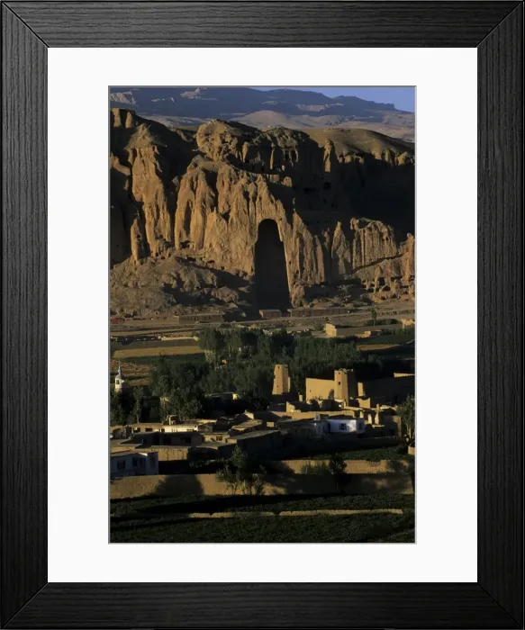 Framed Print : Empty niche where one of the famous carved Buddhas once stood, destroyed by the Taliban Framed Print : Empty niche where one of the famous carved Buddhas once stood, destroyed by the Taliban