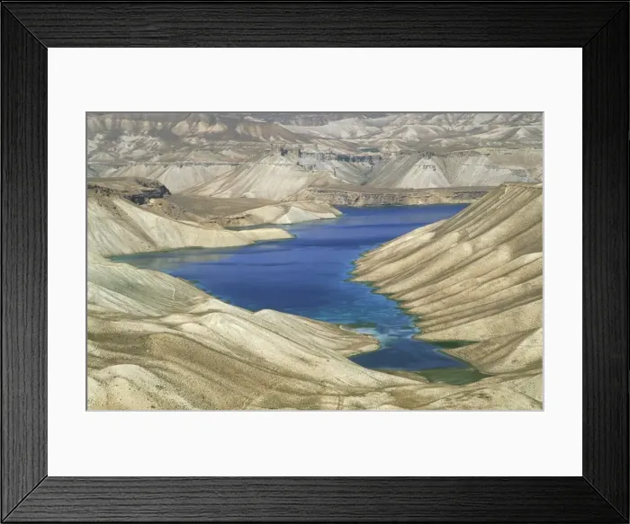 Framed Print : One of the crater lakes at Band-E-Amir (Dam of the King), Afghanistans first National Park set up in 1973 to protect the five lakes, believed by locals to have been created by the Prophet Mohammeds son-in-law Ali, making them a place of pilgrimage Framed Print : One of the crater lakes at Band-E-Amir (Dam of the King), Afghanistans first National Park set up in 1973 to protect the five lakes, believed by locals to have been created by the Prophet Mohammeds son-in-law Ali, making them a place of pilgrimage