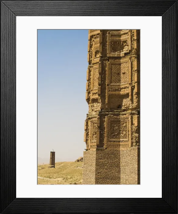 Framed Print : Two early 12th century minarets built by Sultan Mas ud 111 and Bahram Shah that served as models for the Minaret of Jam, Ghazni Framed Print : Two early 12th century minarets built by Sultan Mas ud 111 and Bahram Shah that served as models for the Minaret of Jam, Ghazni