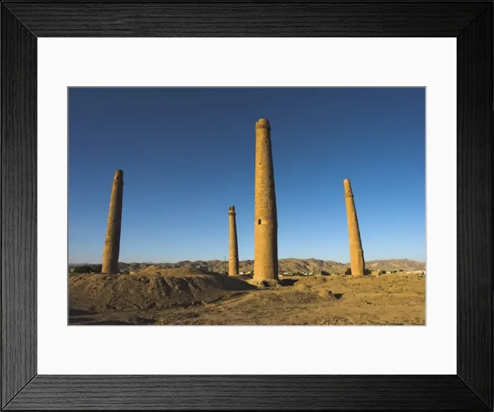 Framed Print : Four minarets marking the corners of the site of a Timurid madrassa, The Mousallah Comple Framed Print : Four minarets marking the corners of the site of a Timurid madrassa, The Mousallah Comple