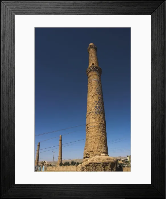 Framed Print : Minaret supported by steel cables to prevent it from collapse, a project undertaken by UNESCO Framed Print : Minaret supported by steel cables to prevent it from collapse, a project undertaken by UNESCO