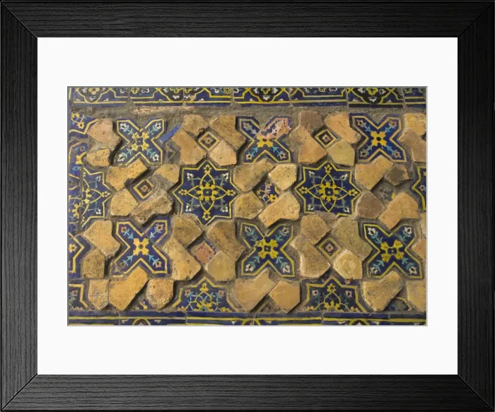 Framed Print : Detail of original tilework in courtyard of the Friday Mosque or Masjet-eJam Framed Print : Detail of original tilework in courtyard of the Friday Mosque or Masjet-eJam