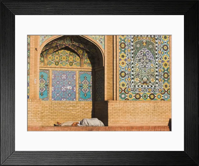 Framed Print : Man sleeping in niche of the Friday Mosque or Masjet-eJam, built in the year 1200 by the Ghorid Sultan Ghiyasyddin on the site of an earlier 10th century mosque, Herat, Herat Province Framed Print : Man sleeping in niche of the Friday Mosque or Masjet-eJam, built in the year 1200 by the Ghorid Sultan Ghiyasyddin on the site of an earlier 10th century mosque, Herat, Herat Province