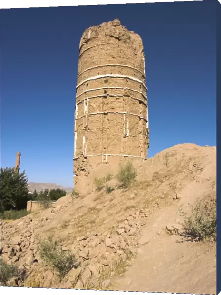Partly destroyed minaret, one of several minarets in this complex, near Gaur Shads