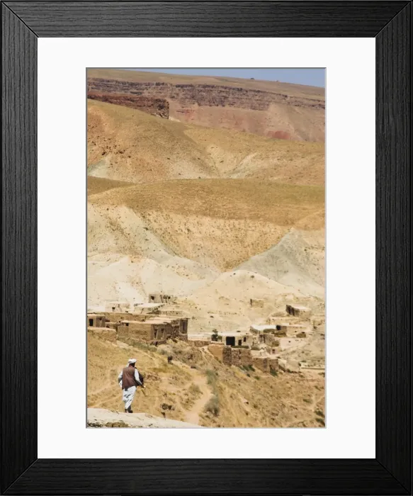 Framed Print : Man walking down mountain road, between Herat and Maimana, after Subzak Pass Framed Print : Man walking down mountain road, between Herat and Maimana, after Subzak Pass