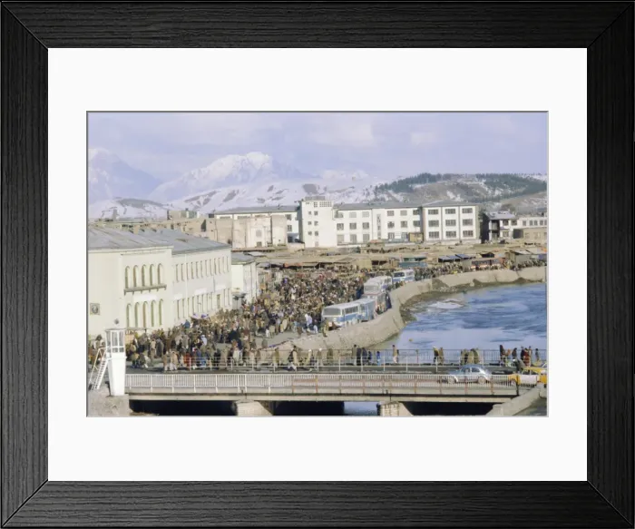 Framed Print : Crowds of people and buses in the city, Kabul, Afghanistan Framed Print : Crowds of people and buses in the city, Kabul, Afghanistan