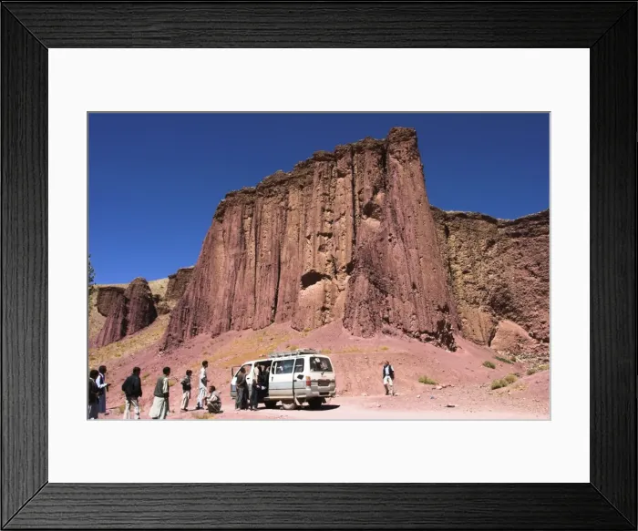 Framed Print : Tourist and locals at the Magenta cliffs near Shahr-e-Zohak (Red City) Framed Print : Tourist and locals at the Magenta cliffs near Shahr-e-Zohak (Red City)