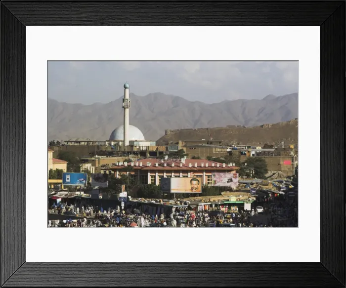 Framed Print : City centre and walls of Bala Hissar, citadel or fortress dating back to the 5th century AD Framed Print : City centre and walls of Bala Hissar, citadel or fortress dating back to the 5th century AD