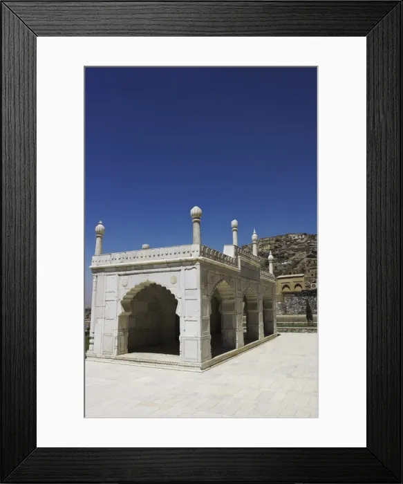 Framed Print : White marble mosque built by Shah Jahan, Gardens of Babur, Kabul, Afghanistan, Asia Framed Print : White marble mosque built by Shah Jahan, Gardens of Babur, Kabul, Afghanistan, Asia
