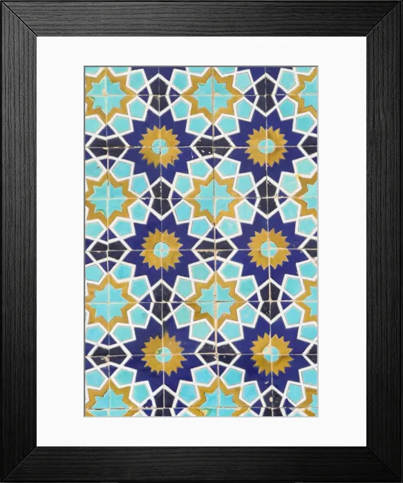Framed Print : Tilework detail, Shrine of Hazrat Ali, who was assassinated in 661, Mazar-I-Sharif