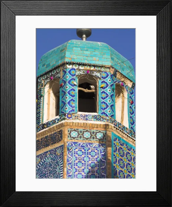 Framed Print : Famous white pigeon in minaret, Shrine of Hazrat Ali, who was assassinated in 661 Framed Print : Famous white pigeon in minaret, Shrine of Hazrat Ali, who was assassinated in 661