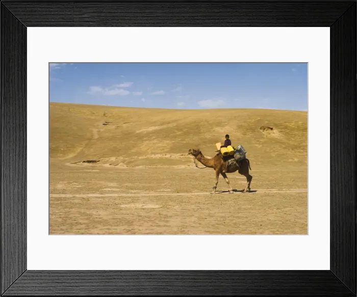 Framed Print : Boy riding camel, between Maimana and Mazar-I-Sharif, Afghanistan, Asia