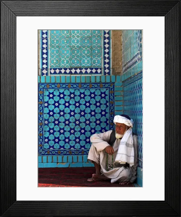 Framed Print : Pilgrim at the Shrine of Hazrat Ali, who was assassinated in 661, Mazar-I-Sharif Framed Print : Pilgrim at the Shrine of Hazrat Ali, who was assassinated in 661, Mazar-I-Sharif