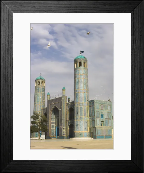 Framed Print : White pigeons fly around the shrine of Hazrat Ali, who was assassinated in 661 Framed Print : White pigeons fly around the shrine of Hazrat Ali, who was assassinated in 661