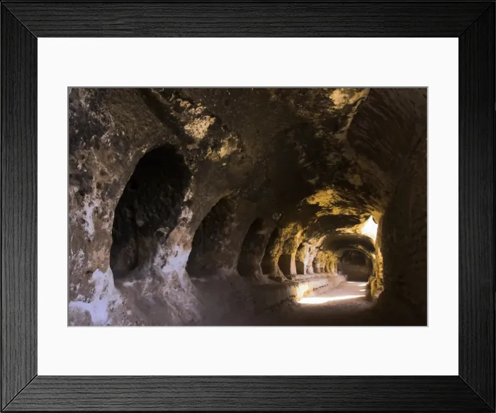 Framed Print : Corridor off which monks living quarters were carved in cave 2, Takht-I-Rusam Framed Print : Corridor off which monks living quarters were carved in cave 2, Takht-I-Rusam