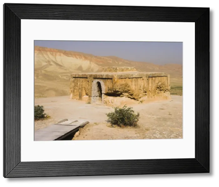 Framed Print : Buddhist stupa carved out of rock at Takht-I-Rustam (Rustams throne) an early burial mound that contained relics of the Buddha, part of a stupa-monastery complex dating from the Kushano-Sasanian period 4th-5th century AD, near Haibak, Samangan Framed Print : Buddhist stupa carved out of rock at Takht-I-Rustam (Rustams throne) an early burial mound that contained relics of the Buddha, part of a stupa-monastery complex dating from the Kushano-Sasanian period 4th-5th century AD, near Haibak, Samangan