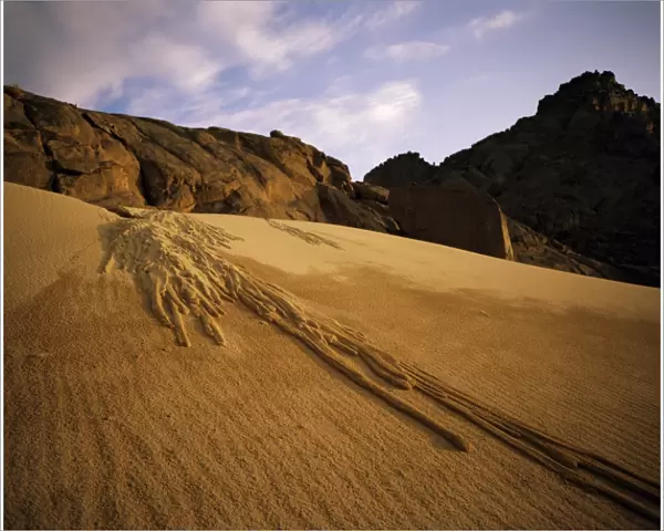 A sand avalanche after a rainstorm in the Sahara Desert, Algeria, North Africa, Africa