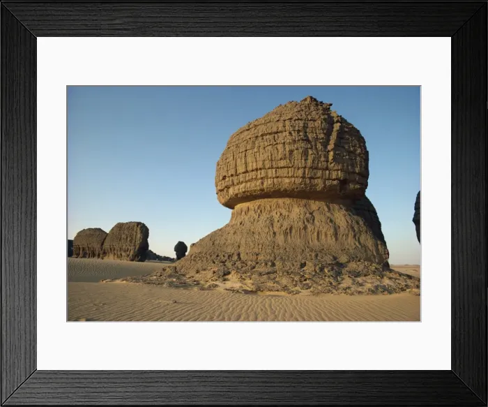 Framed Print : Wind eroded pinnacle rock showing strata, Tamegaout, Algeria, North Africa, Africa Framed Print : Wind eroded pinnacle rock showing strata, Tamegaout, Algeria, North Africa, Africa