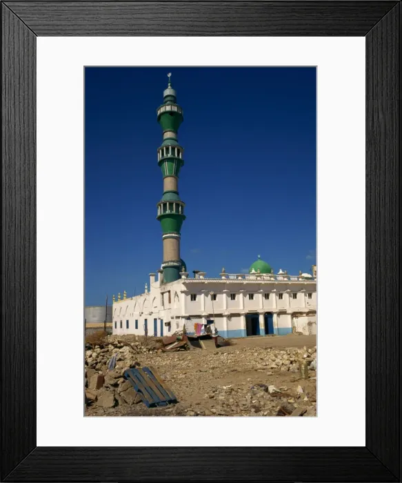 Framed Print : Mosque with green minaret, Djibouti, Africa Framed Print : Mosque with green minaret, Djibouti, Africa