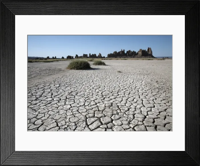 Framed Print : The desolate landscape of Lac Abbe, dotted with limestone chimneys, Djibouti, Africa Framed Print : The desolate landscape of Lac Abbe, dotted with limestone chimneys, Djibouti, Africa