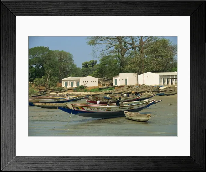 Framed Print : Fishing boats pulled up onto beach, Albreda, Gambia, West Africa, Africa Framed Print : Fishing boats pulled up onto beach, Albreda, Gambia, West Africa, Africa