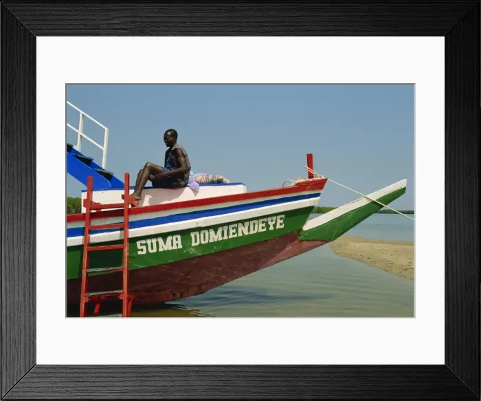 Framed Print : Tourist boat on backwaters near Banjul, Gambia, West Africa, Africa Framed Print : Tourist boat on backwaters near Banjul, Gambia, West Africa, Africa