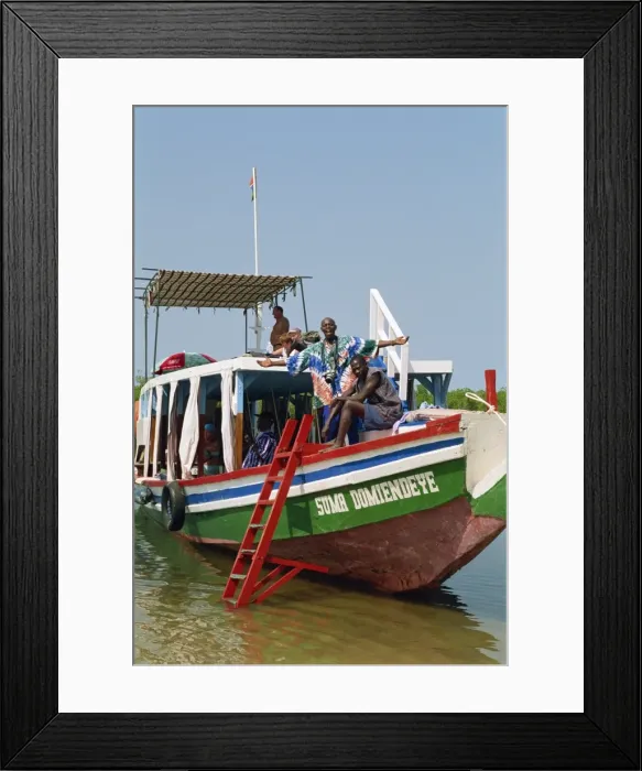 Framed Print : Tourist boat on backwaters near Banjul, Gambia, West Africa, Africa Framed Print : Tourist boat on backwaters near Banjul, Gambia, West Africa, Africa
