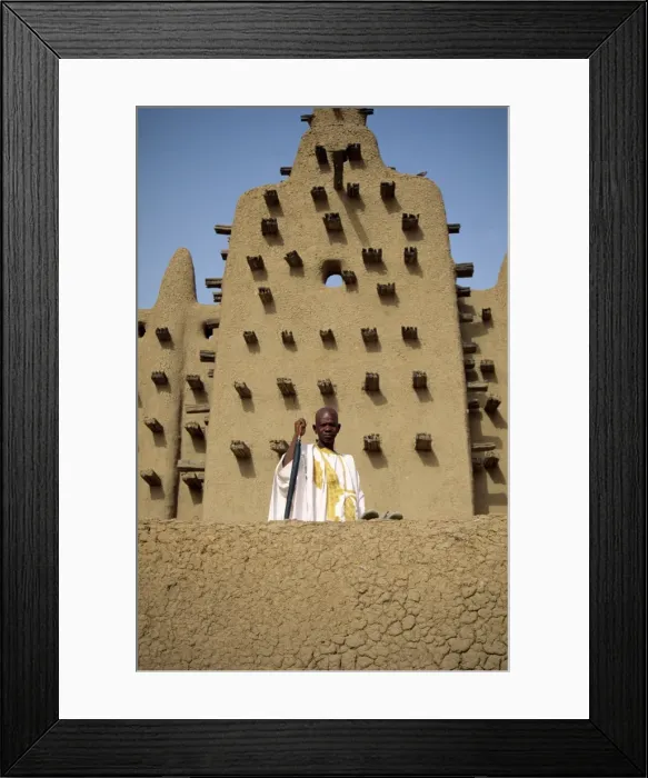 Framed Print : Portrait of man outside the Great Mosque, the largest dried earth building in the world Framed Print : Portrait of man outside the Great Mosque, the largest dried earth building in the world