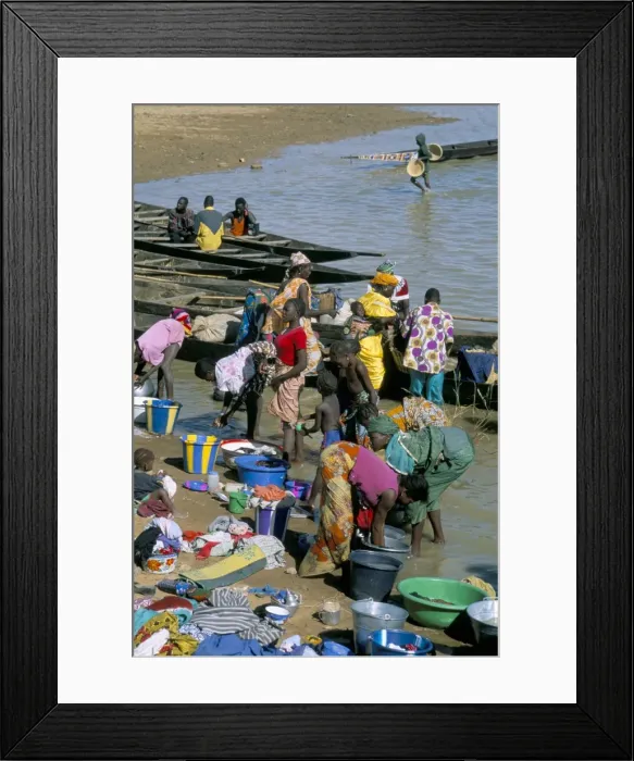 Framed Print : Laundry by the river, Djenne, Mali, Africa Framed Print : Laundry by the river, Djenne, Mali, Africa