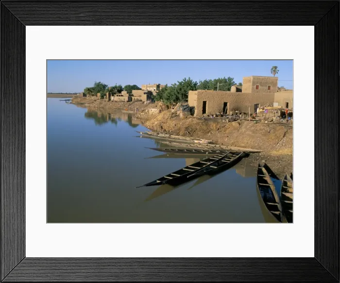 Framed Print : Waterfront on the river, old town, Djenne, UNESCO World Heritage Site, Mali, Africa