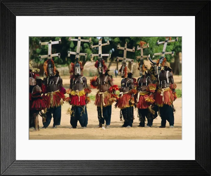 Framed Print : Masked Dogon dancers, Sangha, Mali, Africa Framed Print : Masked Dogon dancers, Sangha, Mali, Africa
