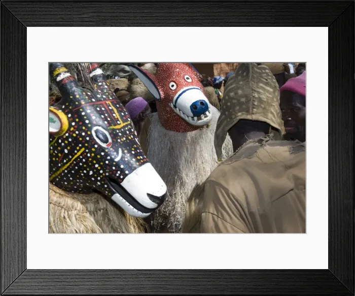 Framed Print : Senufo masks during festivities in the village of Loulouni, Sikasso area, Mali, Africa Framed Print : Senufo masks during festivities in the village of Loulouni, Sikasso area, Mali, Africa