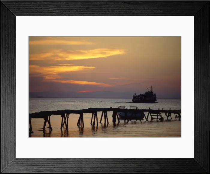 Framed Print : Jetty and ferry at sunset at Moyogalpa in the west of Omotepe Island, Lake Nicaragua Framed Print : Jetty and ferry at sunset at Moyogalpa in the west of Omotepe Island, Lake Nicaragua