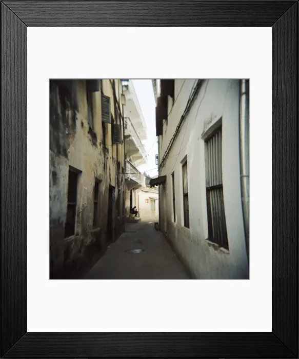 Framed Print : Narrow street with whitewashed houses, Stone Town, Zanzibar, Tanzania, East Africa Framed Print : Narrow street with whitewashed houses, Stone Town, Zanzibar, Tanzania, East Africa