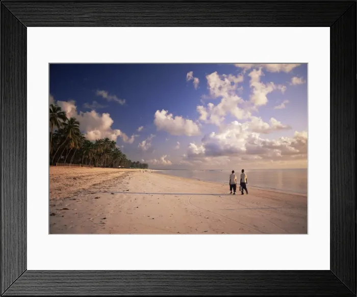 Framed Print : Two boys walking to school along the beach at Jambiani, Zanzibar, Tanzania Framed Print : Two boys walking to school along the beach at Jambiani, Zanzibar, Tanzania